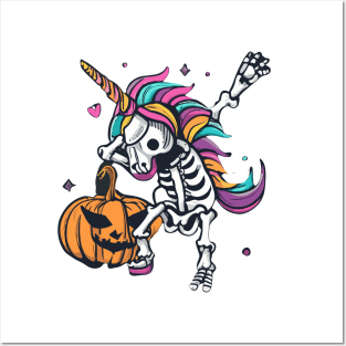 Unicorn Zombie Skeleton Dabbing Pumpkin: Spooktacular Halloween Posters and Art